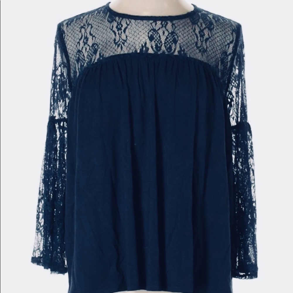 Anthropologie Sunday In Brooklyn Blue Lace Top S
